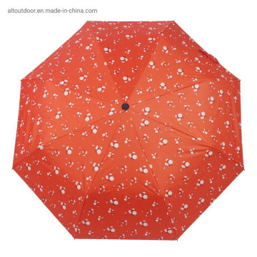 Flower Full Printing China Portable Small Umbrella Ladies Umbrella 3 Fold Umbrella